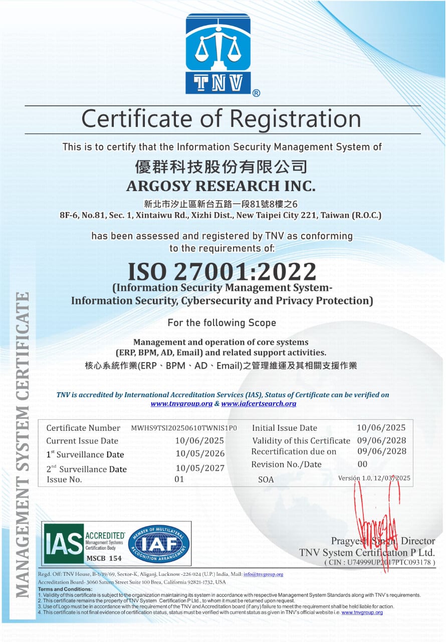 ISO 27001 certificate